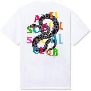 Anti Social Social Club White Tee with Pink Logo